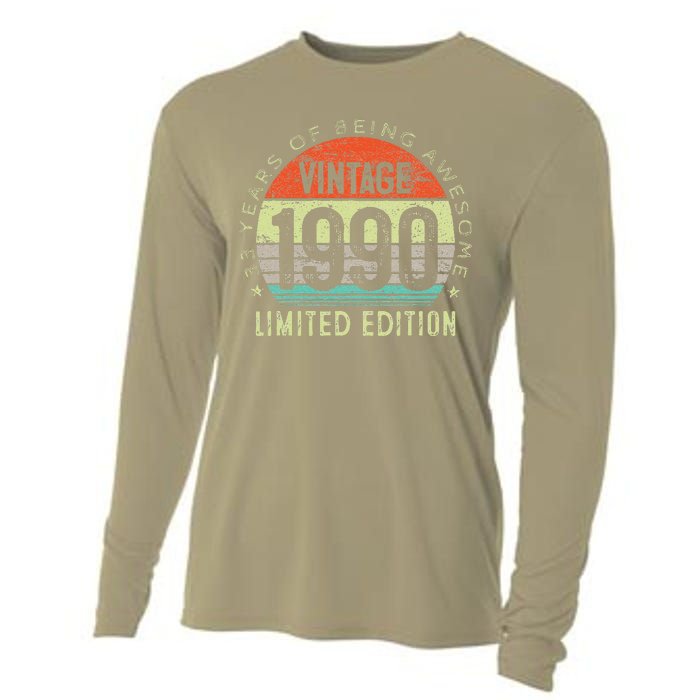 Vintage Made In 1990 33 Year Old Retro 33th Birthday Gift Cooling Performance Long Sleeve Crew