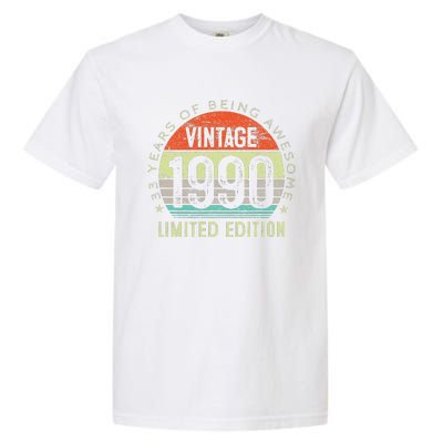 Vintage Made In 1990 33 Year Old Retro 33th Birthday Gift Garment-Dyed Heavyweight T-Shirt