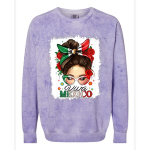 Viva Mexico Independence Day Women Girl Mexican Flag Colorblast Crewneck Sweatshirt