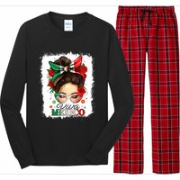 Viva Mexico Independence Day Women Girl Mexican Flag Long Sleeve Pajama Set