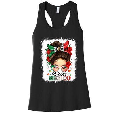 Viva Mexico Independence Day Women Girl Mexican Flag Women's Racerback Tank