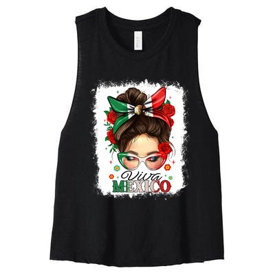 Viva Mexico Independence Day Women Girl Mexican Flag Women's Racerback Cropped Tank