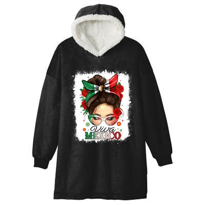 Viva Mexico Independence Day Women Girl Mexican Flag Hooded Wearable Blanket