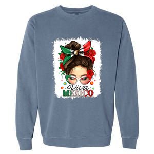 Viva Mexico Independence Day Women Girl Mexican Flag Garment-Dyed Sweatshirt