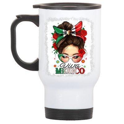 Viva Mexico Independence Day Women Girl Mexican Flag Stainless Steel Travel Mug