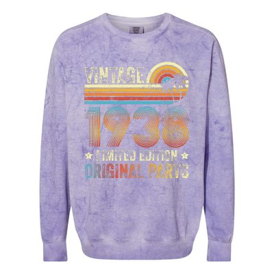 Vintage Made In 1938 86th Birthday 86 Year Old Colorblast Crewneck Sweatshirt