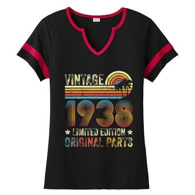 Vintage Made In 1938 86th Birthday 86 Year Old Ladies Halftime Notch Neck Tee