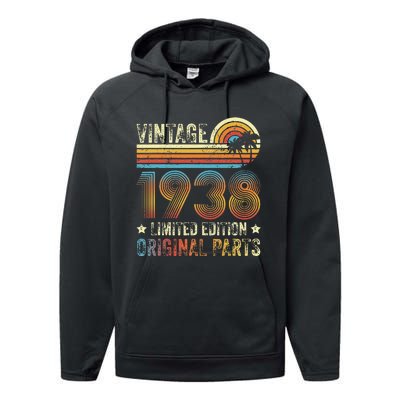 Vintage Made In 1938 86th Birthday 86 Year Old Performance Fleece Hoodie