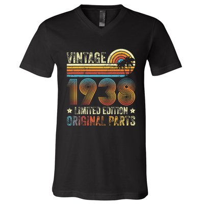 Vintage Made In 1938 86th Birthday 86 Year Old V-Neck T-Shirt