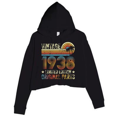 Vintage Made In 1938 86th Birthday 86 Year Old Crop Fleece Hoodie