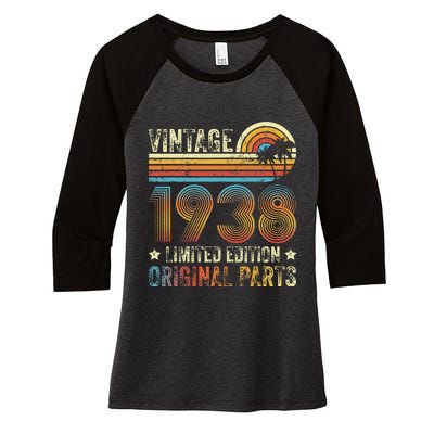 Vintage Made In 1938 86th Birthday 86 Year Old Women's Tri-Blend 3/4-Sleeve Raglan Shirt