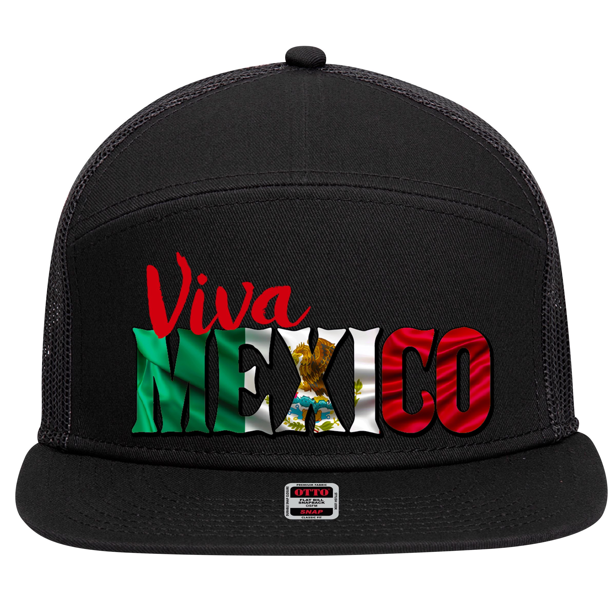 Viva Mexico Independence Day 7 Panel Mesh Trucker Snapback Hat