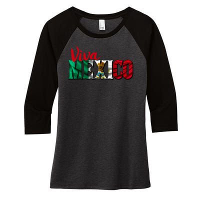 Viva Mexico Independence Day Women's Tri-Blend 3/4-Sleeve Raglan Shirt