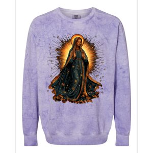 Virgin Mary In Radiant Golden Light With Halo Colorblast Crewneck Sweatshirt