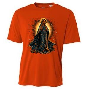 Virgin Mary In Radiant Golden Light With Halo Cooling Performance Crew T-Shirt