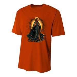 Virgin Mary In Radiant Golden Light With Halo Youth Performance Sprint T-Shirt