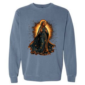 Virgin Mary In Radiant Golden Light With Halo Garment-Dyed Sweatshirt