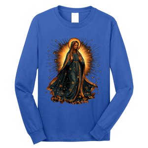 Virgin Mary In Radiant Golden Light With Halo Long Sleeve Shirt