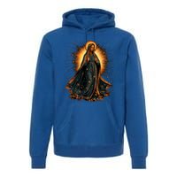 Virgin Mary In Radiant Golden Light With Halo Premium Hoodie