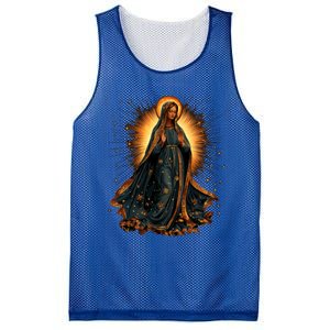 Virgin Mary In Radiant Golden Light With Halo Mesh Reversible Basketball Jersey Tank