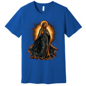 Virgin Mary In Radiant Golden Light With Halo Premium T-Shirt