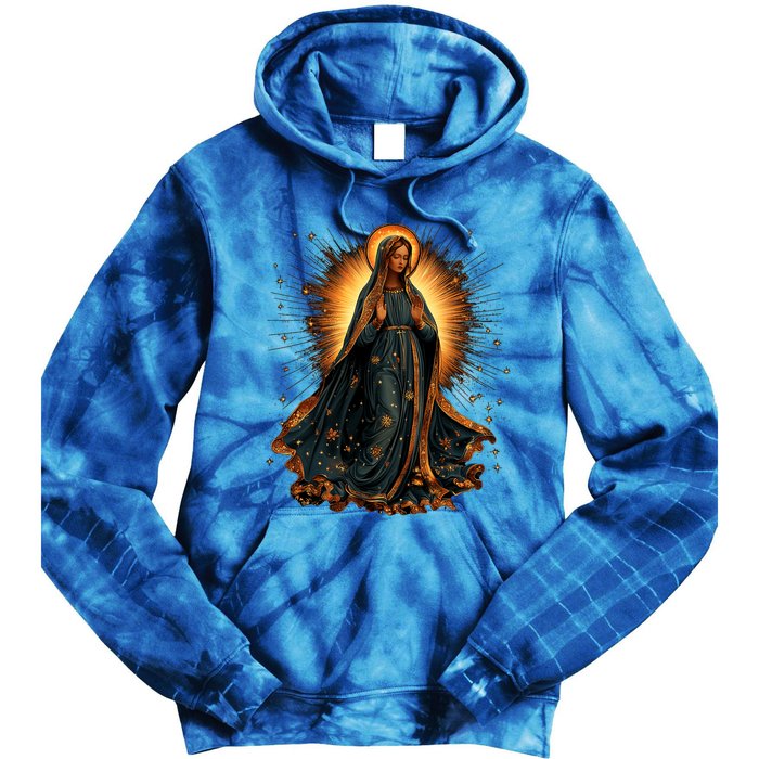 Virgin Mary In Radiant Golden Light With Halo Tie Dye Hoodie