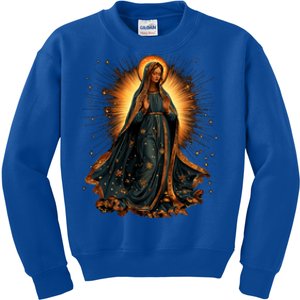 Virgin Mary In Radiant Golden Light With Halo Kids Sweatshirt