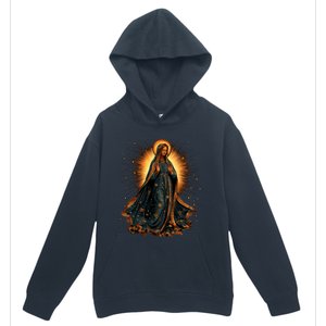 Virgin Mary In Radiant Golden Light With Halo Urban Pullover Hoodie