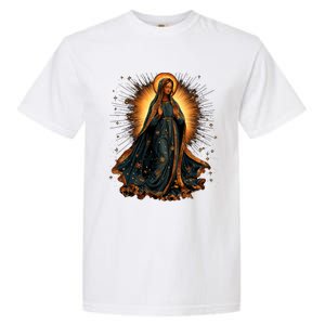 Virgin Mary In Radiant Golden Light With Halo Garment-Dyed Heavyweight T-Shirt