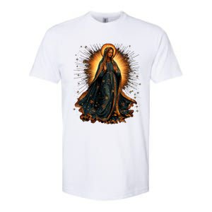 Virgin Mary In Radiant Golden Light With Halo Softstyle CVC T-Shirt