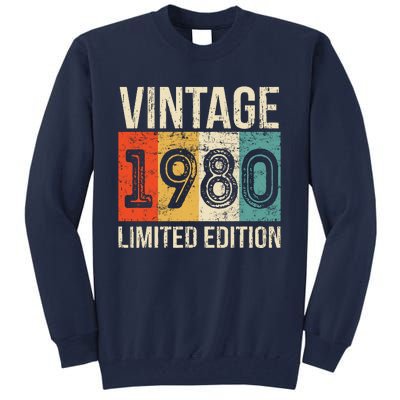 Vintage Made In 1980 Birthday Tall Sweatshirt