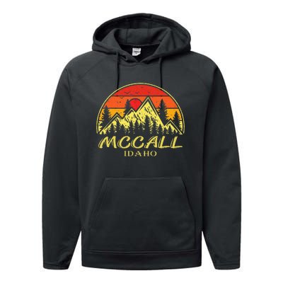 Vintage Mccall Idaho ID Mountains Hike Hiking Souvenir Performance Fleece Hoodie