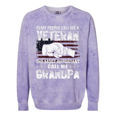 Veteran Most Important Call Me Grandpa Fathers Day Colorblast Crewneck Sweatshirt