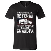 Veteran Most Important Call Me Grandpa Fathers Day V-Neck T-Shirt