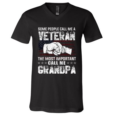 Veteran Most Important Call Me Grandpa Fathers Day V-Neck T-Shirt