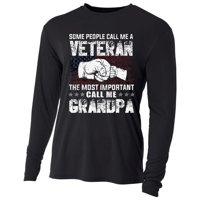 Veteran Most Important Call Me Grandpa Fathers Day Cooling Performance Long Sleeve Crew