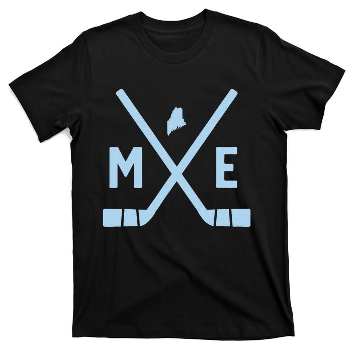 Vintage Maine Ice Hockey Sticks State Outline T-Shirt