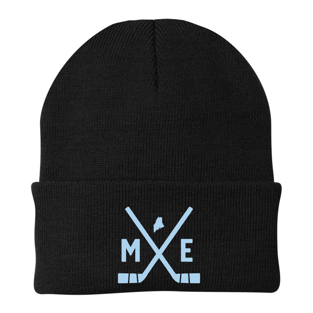 Vintage Maine Ice Hockey Sticks State Outline Beanie
