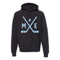 Vintage Maine Ice Hockey Sticks State Outline Premium Hoodie