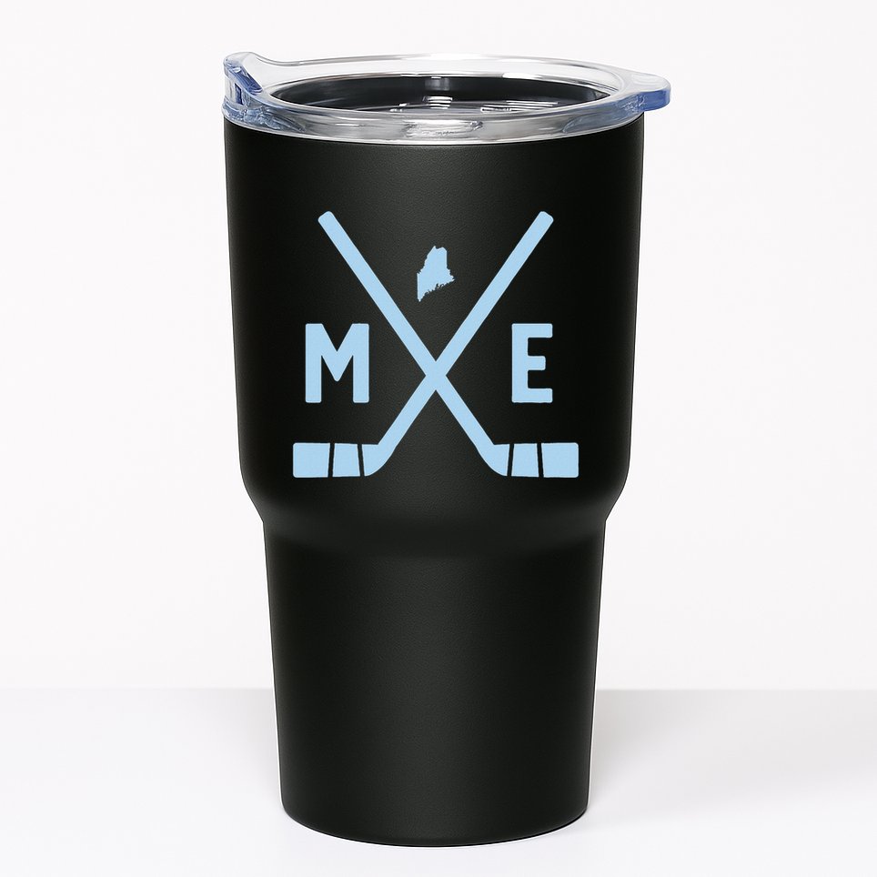 Vintage Maine Ice Hockey Sticks State Outline Tumbler