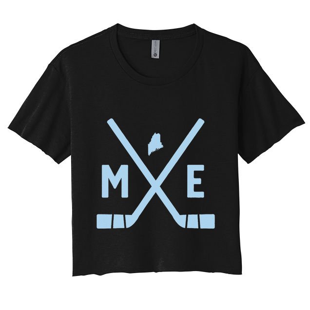 Vintage Maine Ice Hockey Sticks State Outline Crop Top