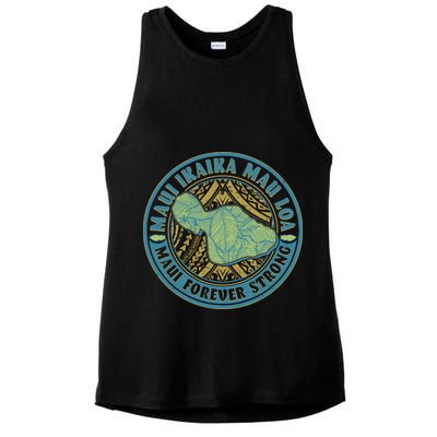 Vintage Maui Ikaika Mau Loa Maui Forever Strong Emblem Ladies PosiCharge Tri-Blend Wicking Tank
