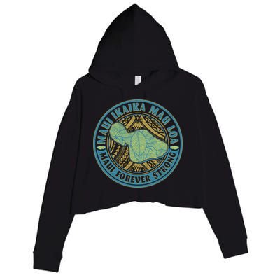 Vintage Maui Ikaika Mau Loa Maui Forever Strong Emblem Crop Fleece Hoodie