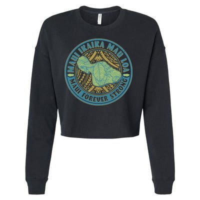 Vintage Maui Ikaika Mau Loa Maui Forever Strong Emblem Cropped Pullover Crew