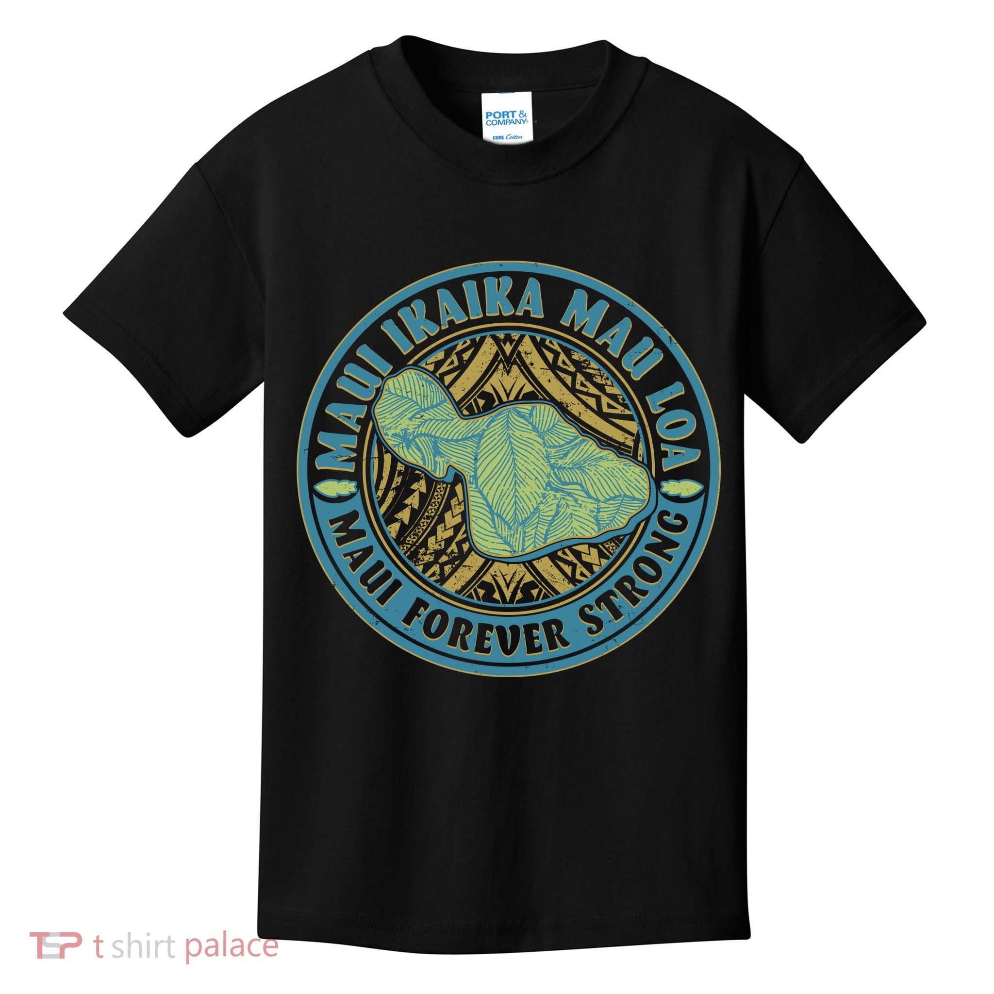 Vintage Maui Ikaika Mau Loa Maui Forever Strong Emblem Kids T-Shirt