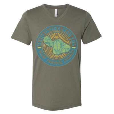 Vintage Maui Ikaika Mau Loa Maui Forever Strong Emblem V-Neck T-Shirt