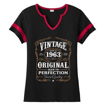 Vintage Made In 1963 55th Birthday Present Gift Ladies Halftime Notch Neck Tee