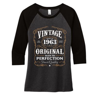 Vintage Made In 1963 55th Birthday Present Gift Women's Tri-Blend 3/4-Sleeve Raglan Shirt