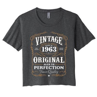 Vintage Made In 1963 55th Birthday Present Gift Women's Crop Top Tee