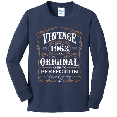 Vintage Made In 1963 55th Birthday Present Gift Kids Long Sleeve Shirt